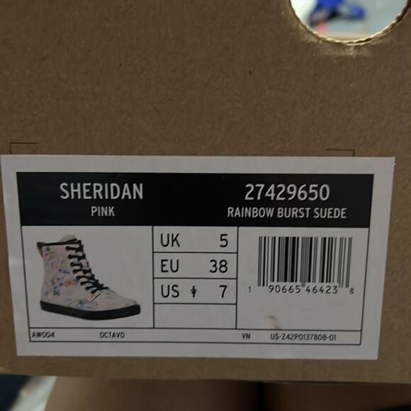 Pink confetti Doc Dr Martens convertible fold down suede NEW in box sz 7 - Picture 3 of 6